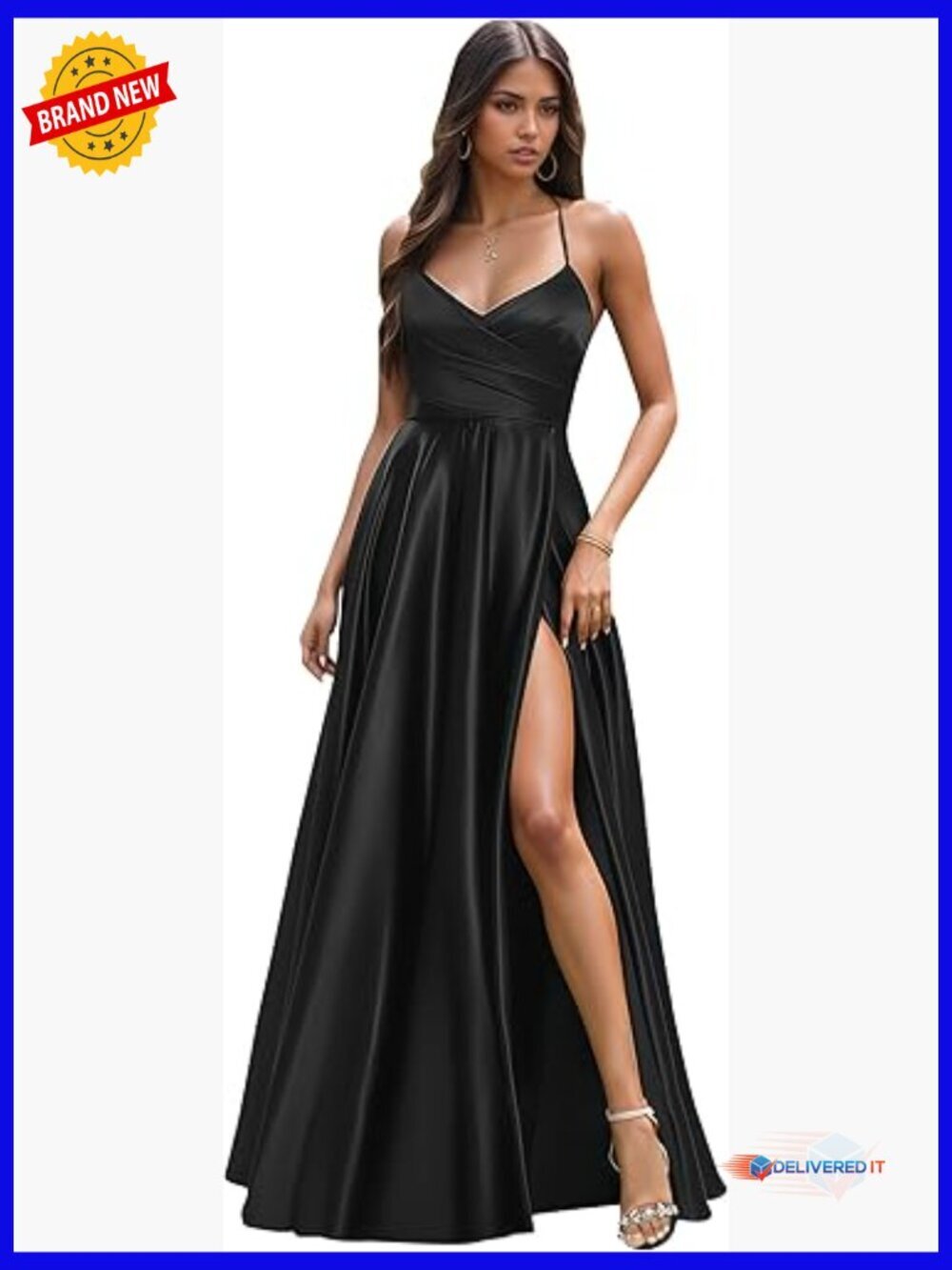 Satin Maxi Dress High Slit Backless Formal Cocktail Wedding Bridesmaid
